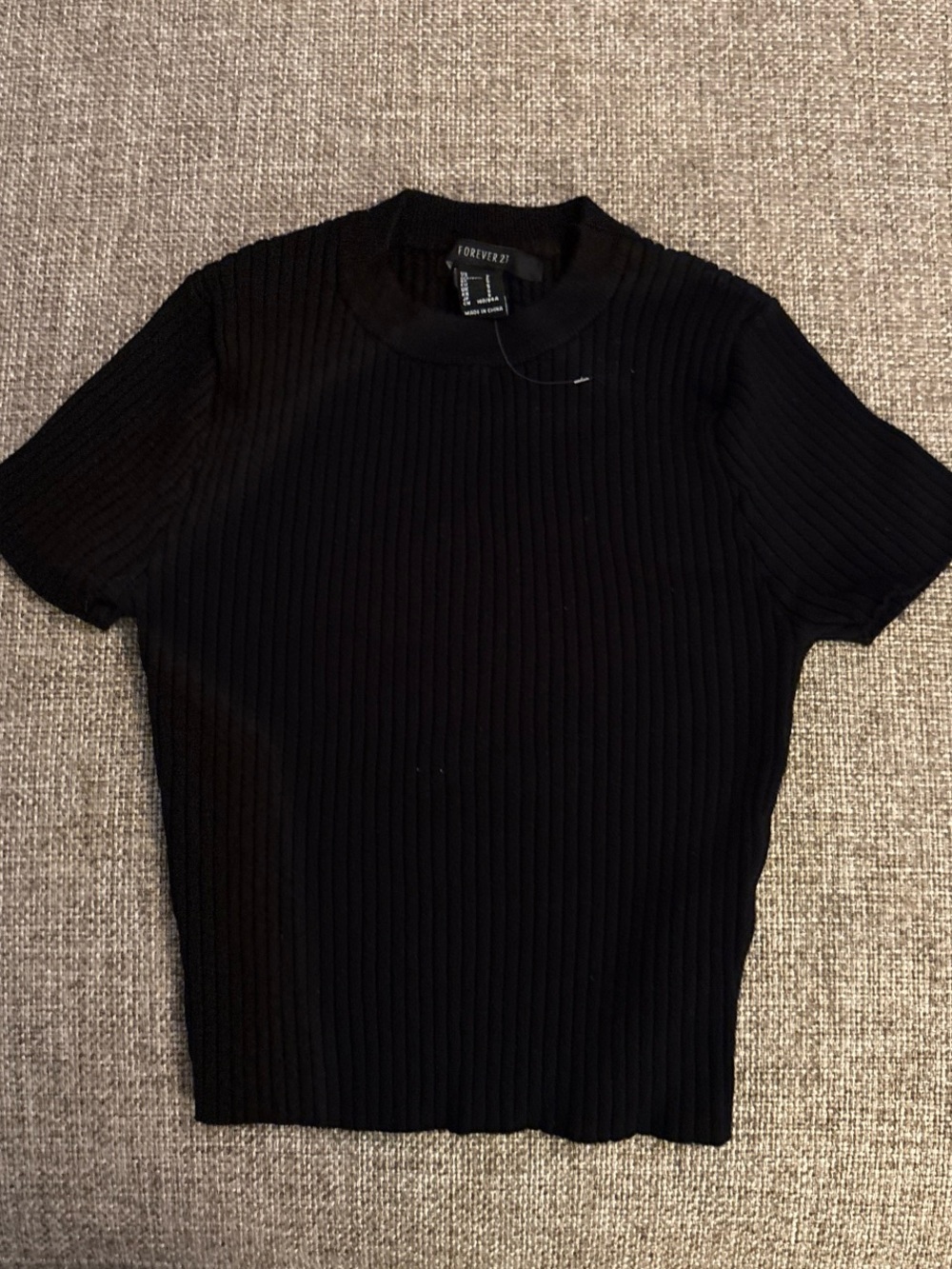 Forever 21 Black Ribbed Mock Neck Tee